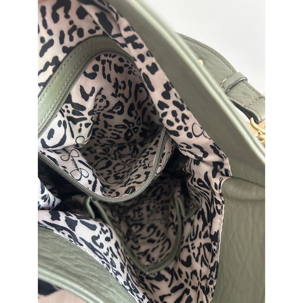 Jessica Simpson Camille Olive Studded Hobo Bag Gold Chain Detail - Picture 7 of 11